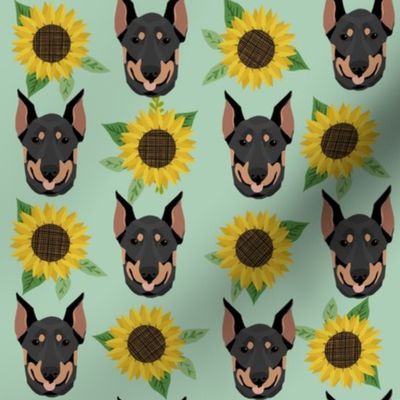 doberman sunflower fabric - mint