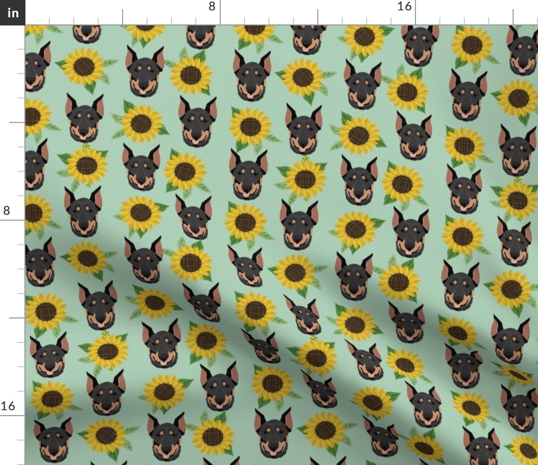 doberman sunflower fabric - mint