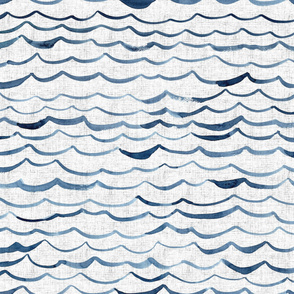 indigo watercolor waves, simple lines, nautical
