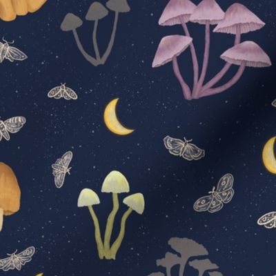 Mushrooms in the Moonlight with Moths - medium scale