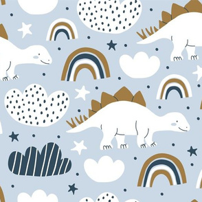 Funny cartoon dino seamless pattern. Scandinavian design. Kids dino pattern-v2