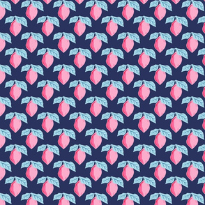 bright pink lemons on dark blue/small