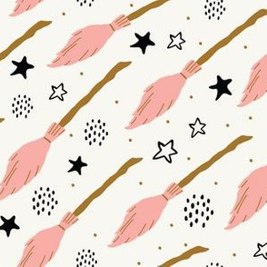  Witch seamless pattern with flying brooms - v2