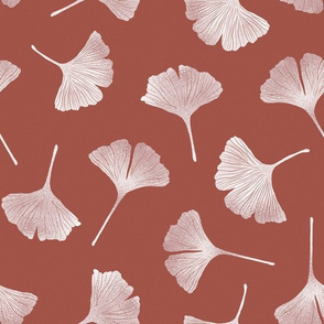 Ginkgo Biloba Pattern on Terracota Background