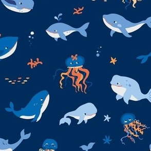 whales under the sea
