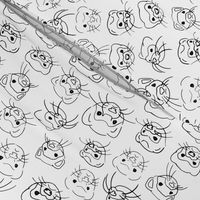 Ferret Faces Line Art Sketch White