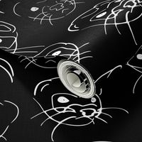 Ferret Faces Line Art Sketch Black
