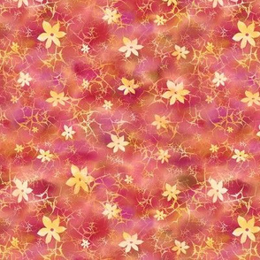 ditsy floral batik in red and yellow