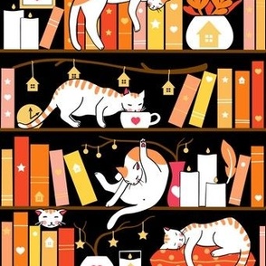 Library cats - warm marigold 