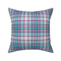 Turquoise and Raspberry White Center Plaid