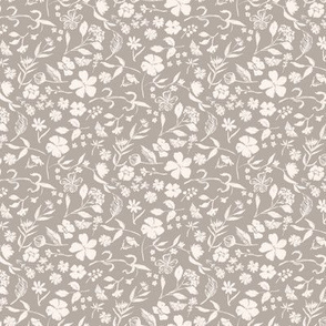 Inky Flowers in Gray and Cream Neutral