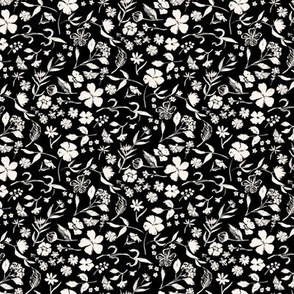 Inky Flowers in Black and Cream