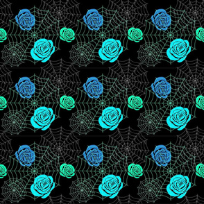 webs and roses blue