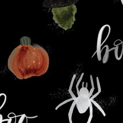 black pumpkins spiders witches boo