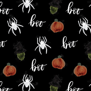 black pumpkins spiders witches boo