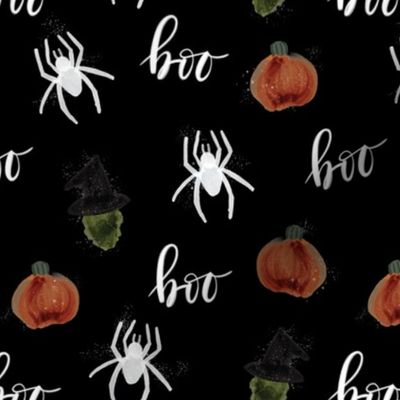 small black pumpkins spiders witches boo