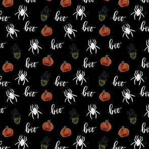 small black pumpkins spiders witches boo