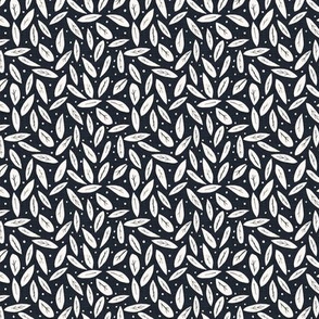 Leaf and Dot in Black and Cream - small repeat