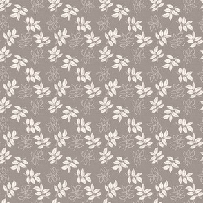 Leaf Silhouette - gray and cream - small repeat