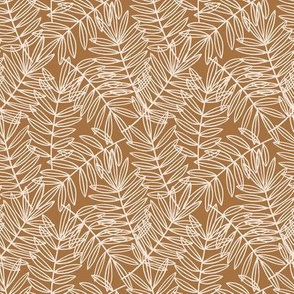 Tropical Palm Fronds in Blush Pink and Brown Ochre - Small