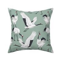 Japanese Cranes - Medium - Light Teal Gray