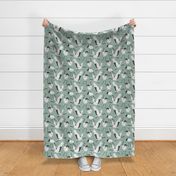 Japanese Cranes - Medium - Light Teal Gray