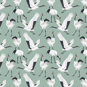 Japanese Cranes - Small - Light Teal Gray