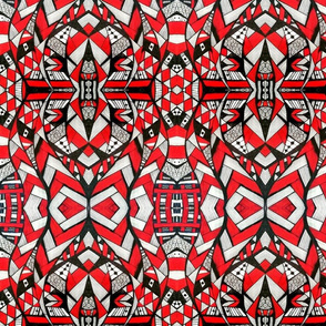 Red Tribal Doodle