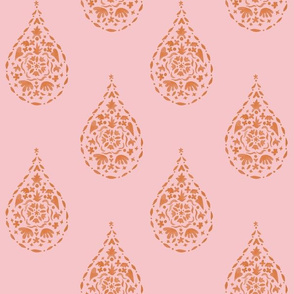 PINK AND ORANGE TEARDROP PAISLEY