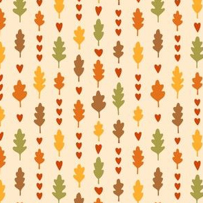 Leaves and Love in Fall Colors on Beige