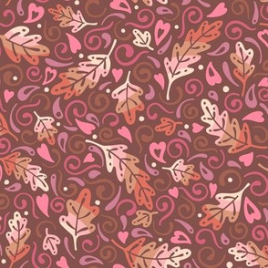 Swirling Leaves in Pink and Brown