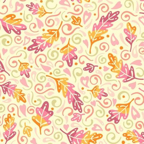 Swirling Leaves in Pink and Orange