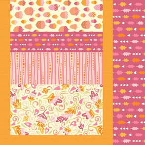 Fall Leaves 2 Yard Cheater Table Runner in Pink & Orange Colorway