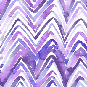 Watercolor chevron purple, handpainted zig zag