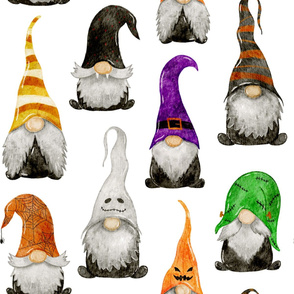 Halloween Gnomes on white - large scale