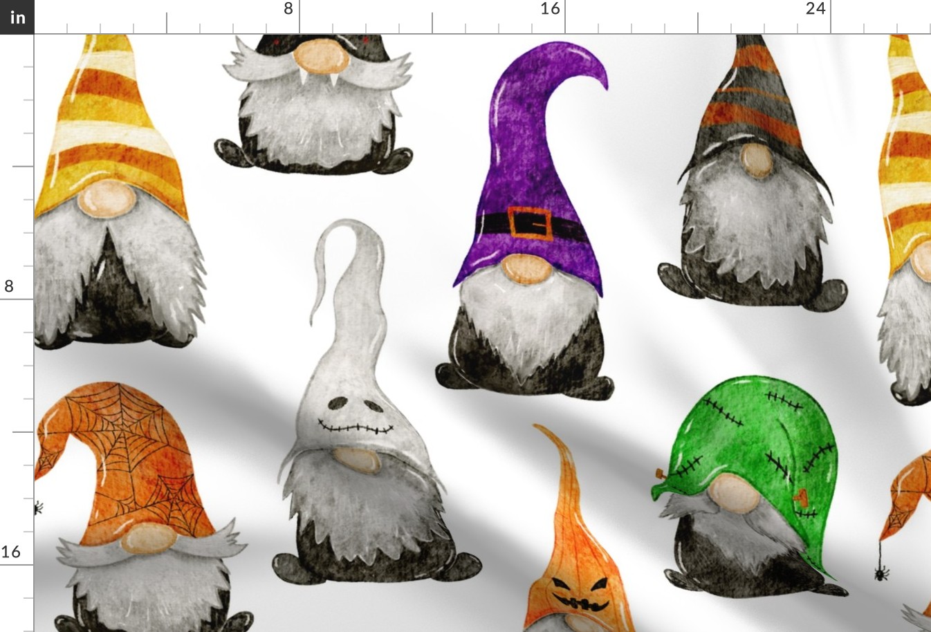 Halloween Gnomes on white - large scale