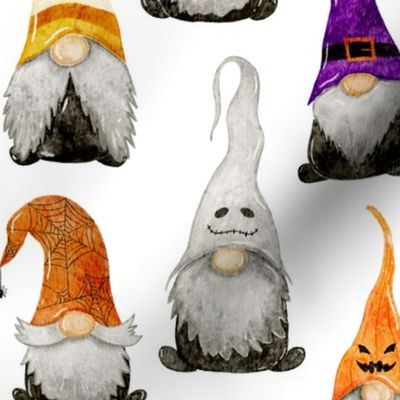 Halloween Gnomes on white - medium scale