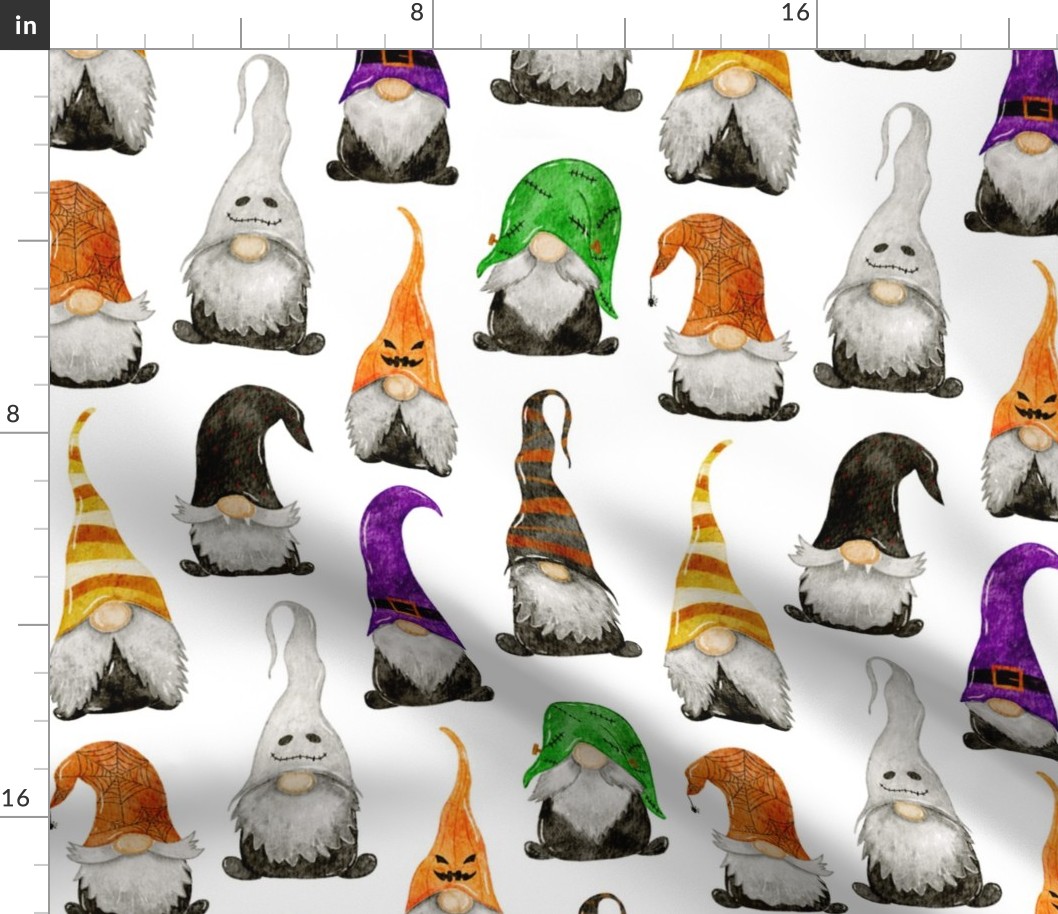 Halloween Gnomes on white - medium scale
