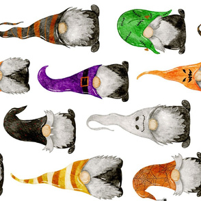 Halloween Gnomes on white rotated - large scale