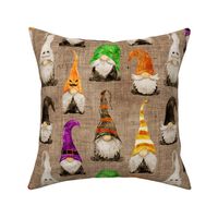 Halloween Gnomes on burlap - medium scale