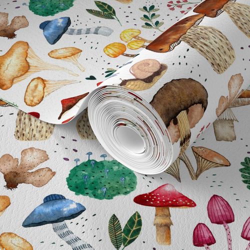 Watercolor forest mushroom illustration and plants Wrapping Paper by Cris  Banana