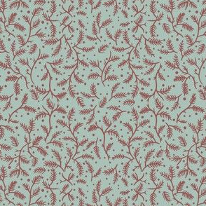 Leaves and Dots Neutral on Sage Background