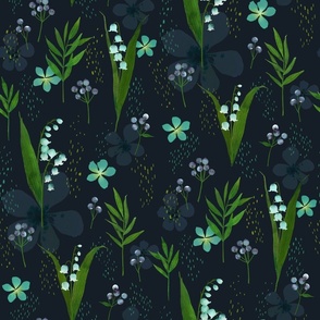 Lily of the Valley Floral (Dark) - Medium