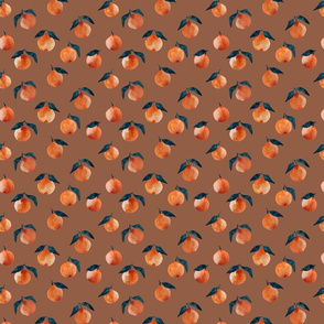 medium // Watercolor oranges and Clementines wallpaper on Earthen Brown