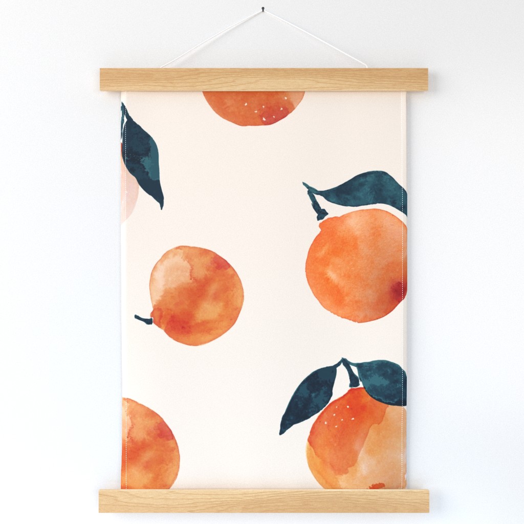 jumbo // Watercolor oranges wallpaper on Creamy Oatmeal 