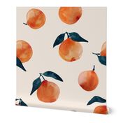 jumbo // Watercolor oranges wallpaper on Creamy Oatmeal 