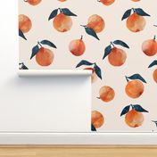 jumbo // Watercolor oranges wallpaper on Creamy Oatmeal 