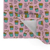 Fries before guys female friendship illustration pop art food design yellow mint pink girls XS