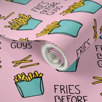 Fries before guys female friendship illustration pop art food design yellow mint pink girls XS