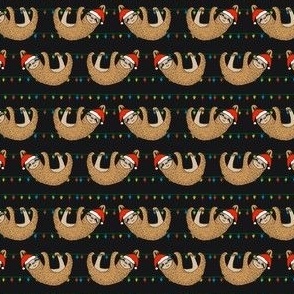 SMALL - christmas sloth // cute xmas holiday christmas fabric, sloth, father christmas, santa claus, cute animals - black